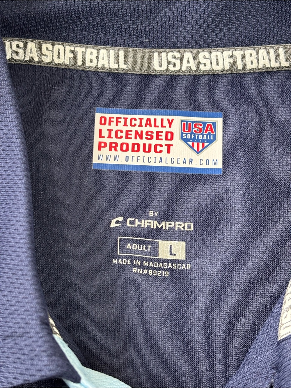 USA Softball Navy and Light Blue Performance Polo - Picture 6 of 8